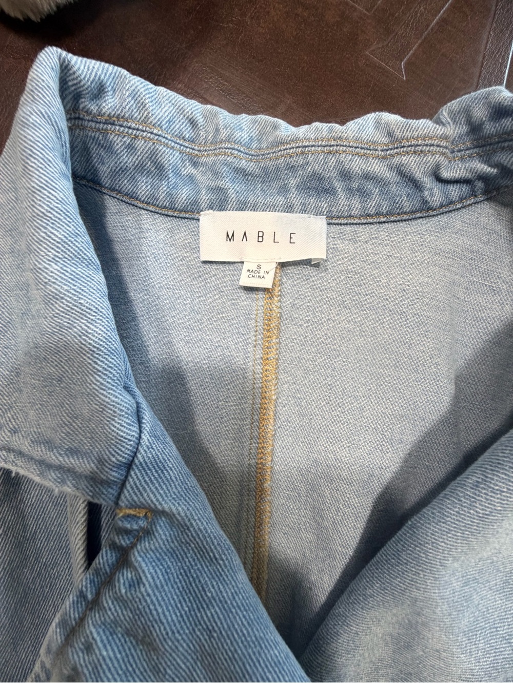 MARBLE Light Blue Denim Jacket with Pearl Embellishments - Picture 3 of 6